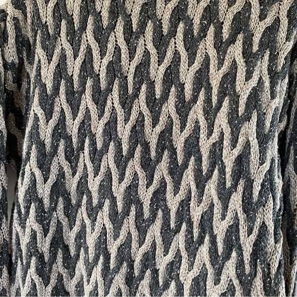 Deadstock Perry Ellis 3D Knit Sweater Anthracite Chevron Pattern 80s 90s Coogi - Picture 9 of 11